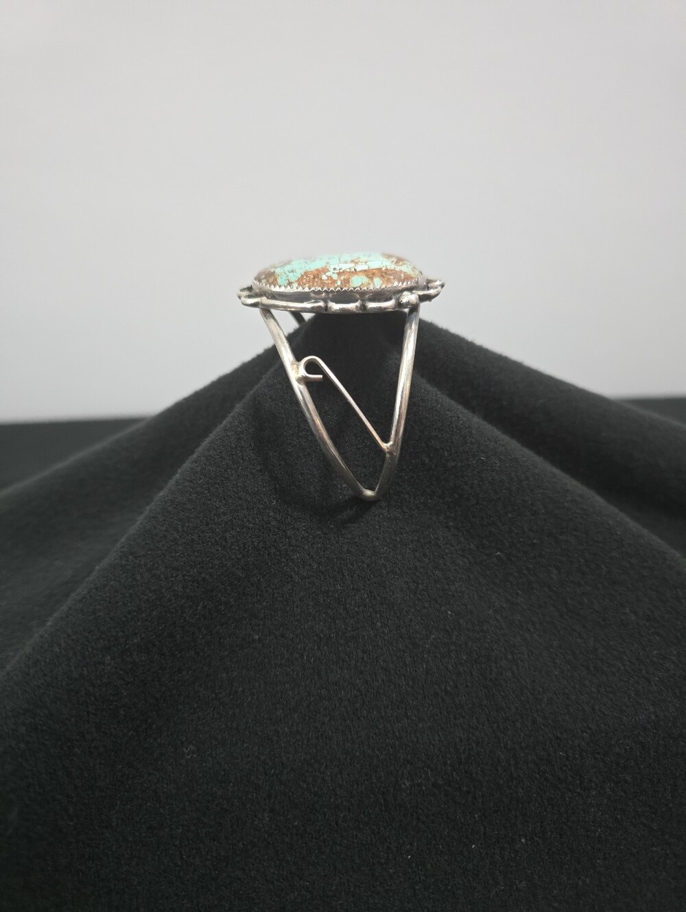 VTG Sterling Silver Lrg Turquoise Cuff Bracelet Split Shank Lrg Stone 1.6"×1.2" - Picture 3 of 7